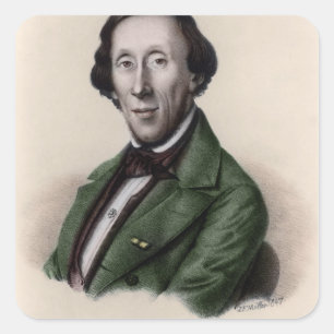 Portrait von Hans Christlich Andersen Quadratischer Aufkleber