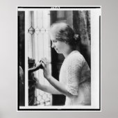 Portrait von Helen Keller Berühren einer Statue Poster (Vorne)