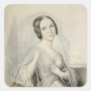 Portrait von Henriette Gertrude Sontag Quadratischer Aufkleber