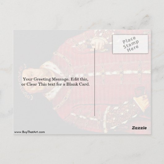 Portrait von Henry VIII von nach Hans Holbein -3 Postkarte (Rückseite)