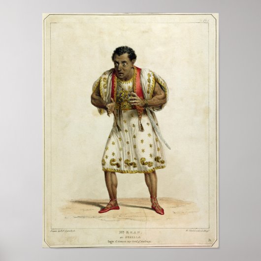 Portrait von Herrn Edmund Kean als Othello Poster (Vorne)