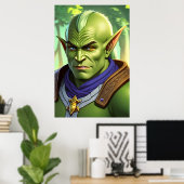Portrait von Hybrid-Mensch-Elf | Art der AI Poster (Heimbüro)