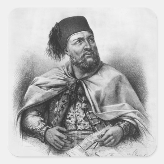 Portrait von Ibrahim Pasha, 1840 Quadratischer Aufkleber (Vorderseite)