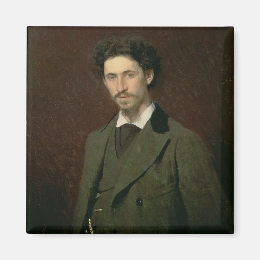 Portrait von Ilya Efimovich Repin, 1876 Magnet (Vorne)