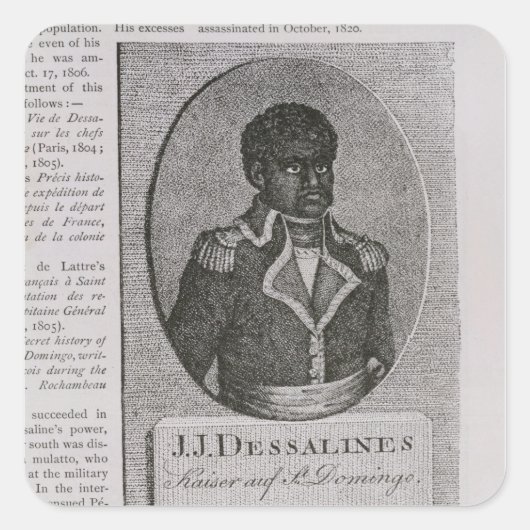 Portrait von Jean-Jacques Dessalines Quadratischer Aufkleber (Vorderseite)