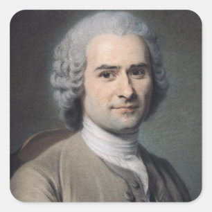 Portrait von Jean Jacques Rousseau Quadratischer Aufkleber