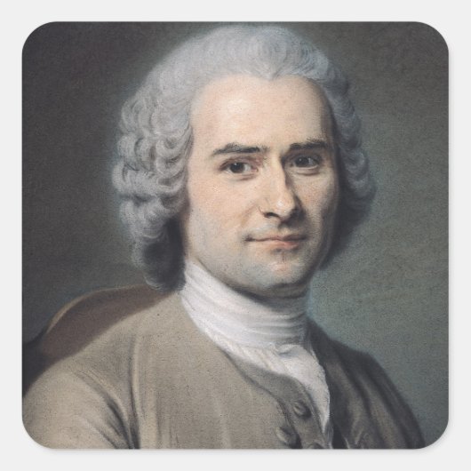 Portrait von Jean Jacques Rousseau Quadratischer Aufkleber (Vorderseite)