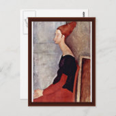 Portrait von Jeanne Hébuterne in dunklen Kleidern Postkarte (Vorne/Hinten)