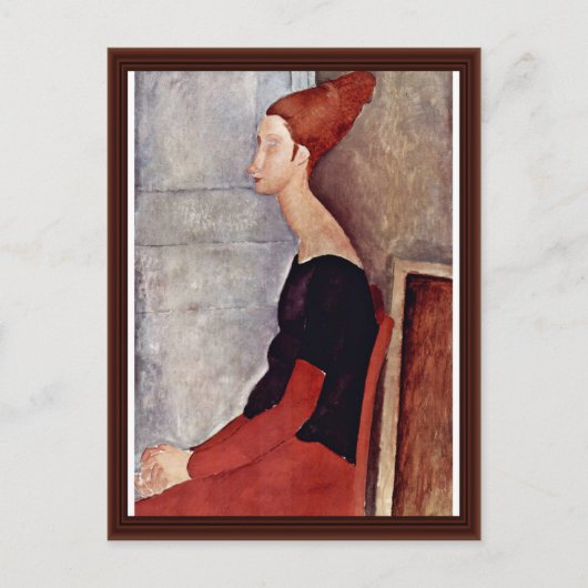 Portrait von Jeanne Hébuterne in dunklen Kleidern Postkarte (Vorderseite)