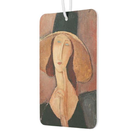 Portrait von Jeanne Hebuterne in einem großen Hut Autolufterfrischer (Links)