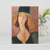 Portrait von Jeanne Hebuterne in einem großen Hut Dankeskarte (Stehend Vorderseite)