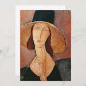 Portrait von Jeanne Hebuterne in einem großen Hut Dankeskarte (Vorne/Hinten)