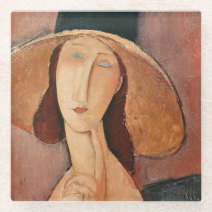 Portrait von Jeanne Hebuterne in einem großen Hut Glasuntersetzer