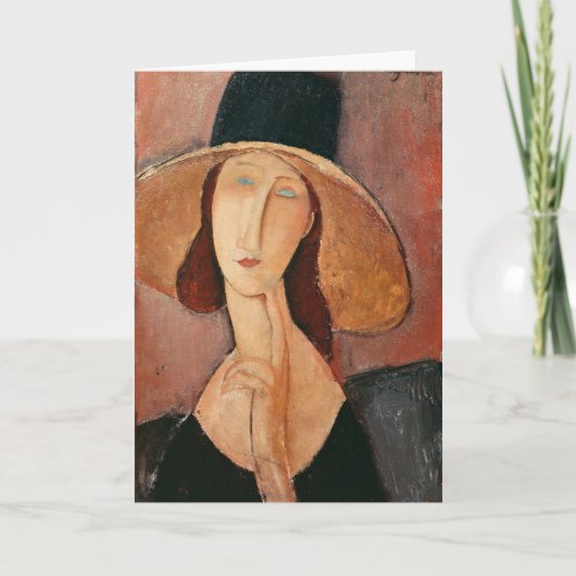 Portrait von Jeanne Hebuterne in einem großen Hut Karte (Vorderseite)