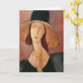 Portrait von Jeanne Hebuterne in einem großen Hut Karte (Gelbe Blume)
