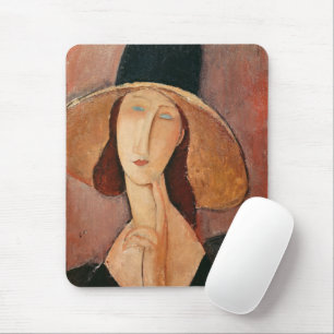 Portrait von Jeanne Hebuterne in einem großen Hut Mousepad