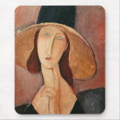 Portrait von Jeanne Hebuterne in einem großen Hut Mousepad (Vorne)