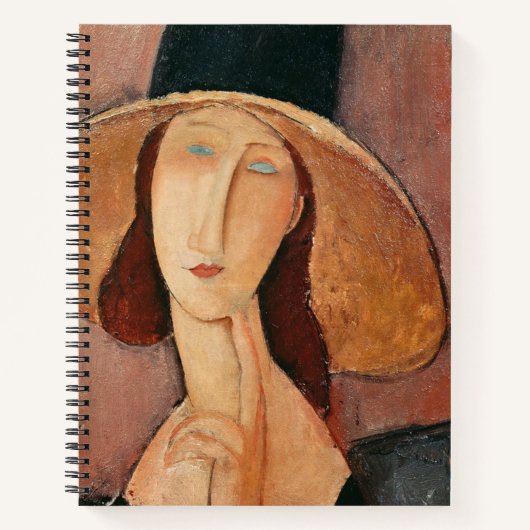 Portrait von Jeanne Hebuterne in einem großen Hut Notizblock (Vorderseite)