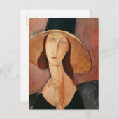 Portrait von Jeanne Hebuterne in einem großen Hut Postkarte (Vorne/Hinten)