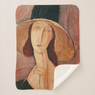 Portrait von Jeanne Hebuterne in einem großen Hut Sherpadecke