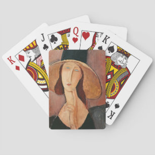 Portrait von Jeanne Hebuterne in einem großen Hut Spielkarten