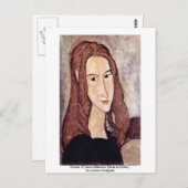 Portrait von Jeanne Hébuterne [Kopf in Profil], Postkarte (Vorne/Hinten)