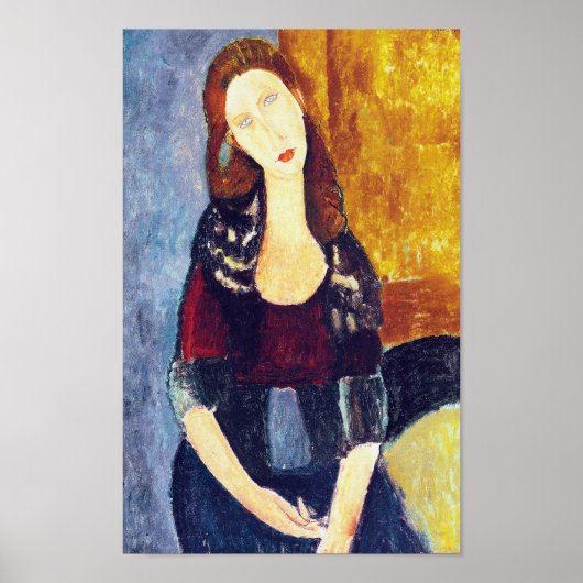 Portrait von Jeanne Hebuterne, Modigliani Poster (Vorne)