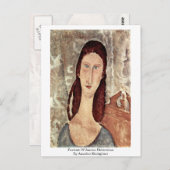 Portrait von Jeanne Hebuterne von Amedeo Modiglian Postkarte (Vorne/Hinten)