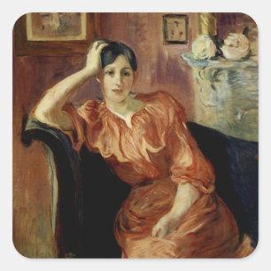 Portrait von Jeanne Pontillon Quadratischer Aufkleber
