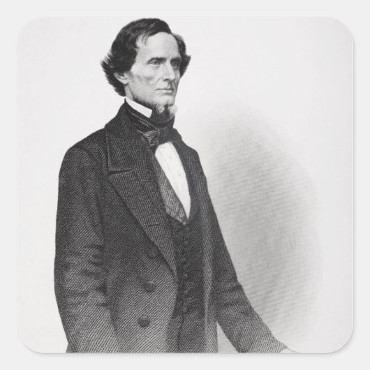 Portrait von Jefferson Davis Quadratischer Aufkleber (Vorderseite)