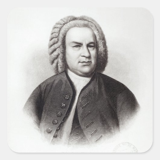 Portrait von Johann Sebastian Bach Quadratischer Aufkleber (Vorderseite)