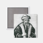 Portrait von Johannes Gutenberg Magnet (Vorderseite/Rückseite)