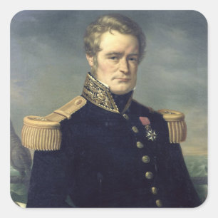 Portrait von Jules Dumont d'Urville 1845 Quadratischer Aufkleber