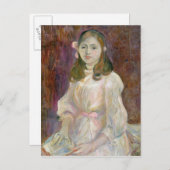 Portrait von Julie Manet Holding a Book, 1889 Postkarte (Vorne/Hinten)