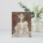 Portrait von Julie Manet Holding a Book, 1889 Postkarte (Stehend Vorderseite)