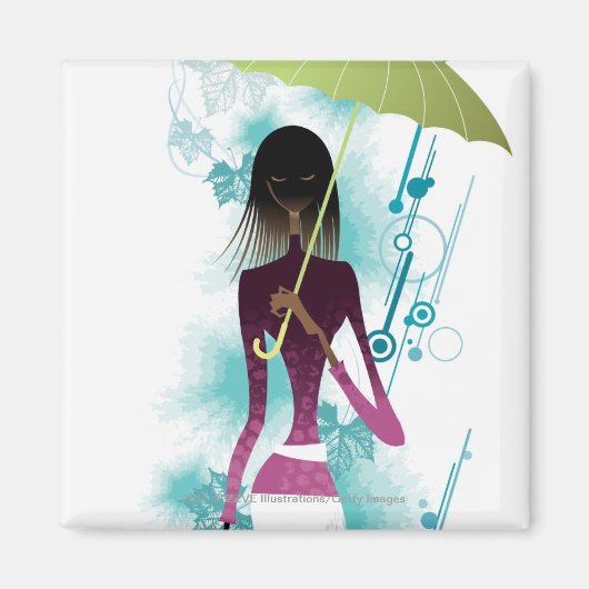 Portrait von jungen Frauen mit Handtasche und Rege Magnet (Vorne)