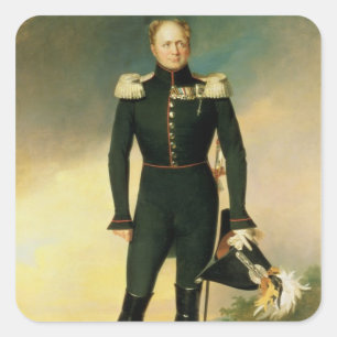 Portrait von Kaiser Alexander I. 1825 Quadratischer Aufkleber