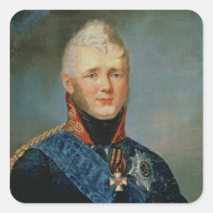 Portrait von Kaiser Alexander I. Quadratischer Aufkleber