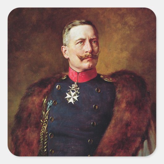 Portrait von Kaiser Wilhelm II Quadratischer Aufkleber (Vorderseite)