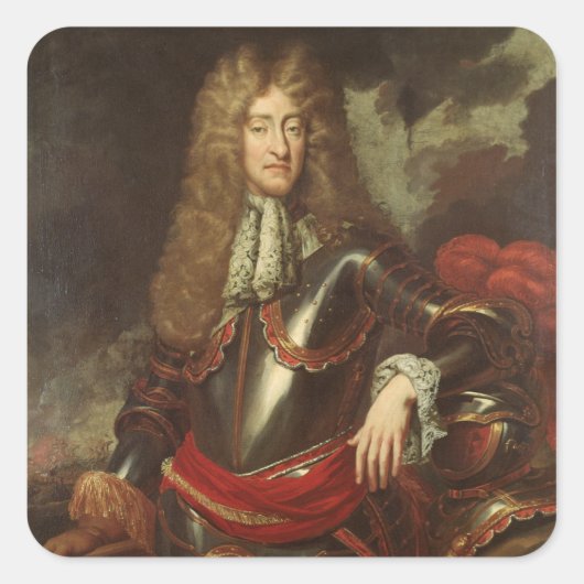 Portrait von König James II., c.1690 Quadratischer Aufkleber (Vorderseite)