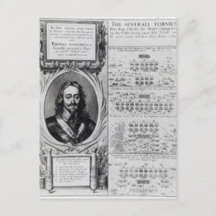 Portrait von König Karl I. mit Diagrammen Postkarte