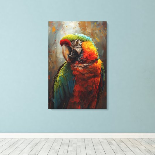 Portrait von künstlerischem Papagei - lebhafte Ölm Leinwanddruck (Insitu (Holzboden))