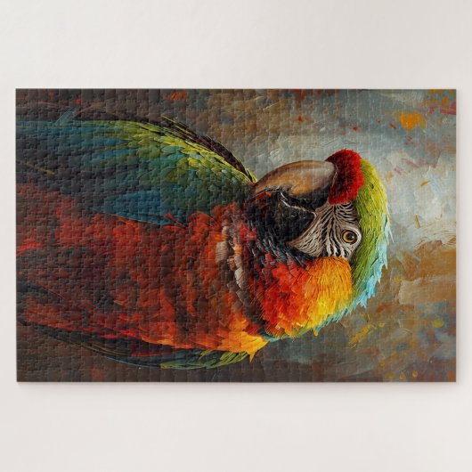 Portrait von künstlerischem Papagei - lebhafte Ölm Puzzle (Horizontal)