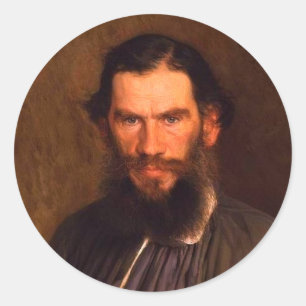 Portrait von Leo Tolstoi (von Ivan Kramskoi, 1873) Runder Aufkleber