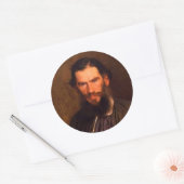 Portrait von Leo Tolstoi (von Ivan Kramskoi, 1873) Runder Aufkleber (Umschlag)
