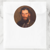 Portrait von Leo Tolstoi (von Ivan Kramskoi, 1873) Runder Aufkleber (Tasche)