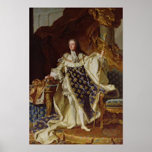 Portrait von Louis XV in seinen Koronationsrobuste Poster (Vorne)
