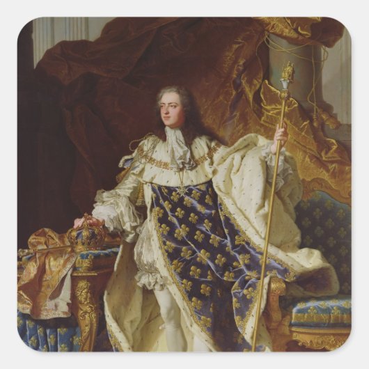 Portrait von Louis XV in seinen Koronationsrobuste Quadratischer Aufkleber (Vorderseite)