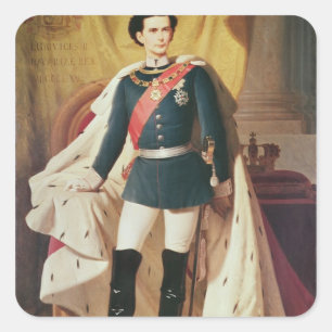 Portrait von Ludwig II von Bayern in Uniform Quadratischer Aufkleber