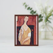 Portrait von Lunia Tschechowska mit Fan Postkarte (Stehend Vorderseite)